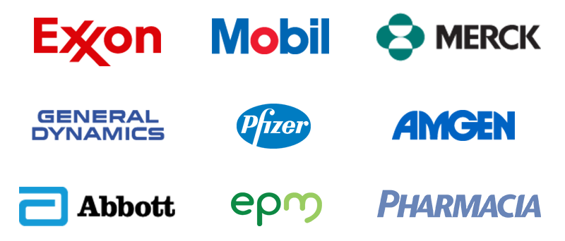 Exxon, Mobil, Merck, General Dynamics, Pfizer, Amgen y Pharmacia